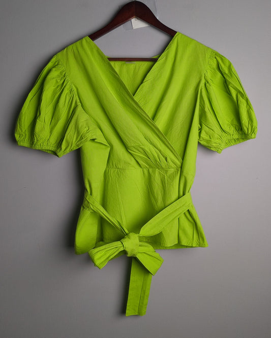 Athena Green Wrap Top