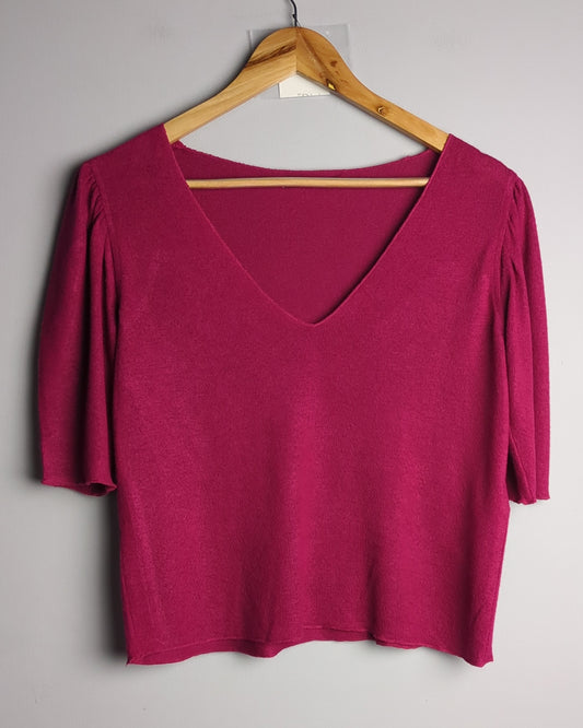 Zara Wine V-Neck Sweater