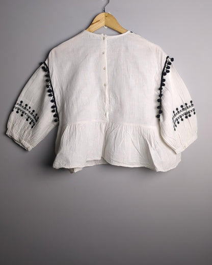 Zara White Peplum Blouse
