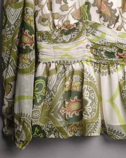 Honey Glam Green Paisley Blouse