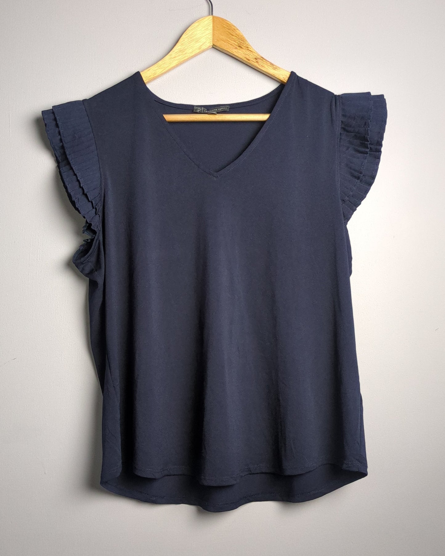 Adrianna Papell Blue Ruffle Top