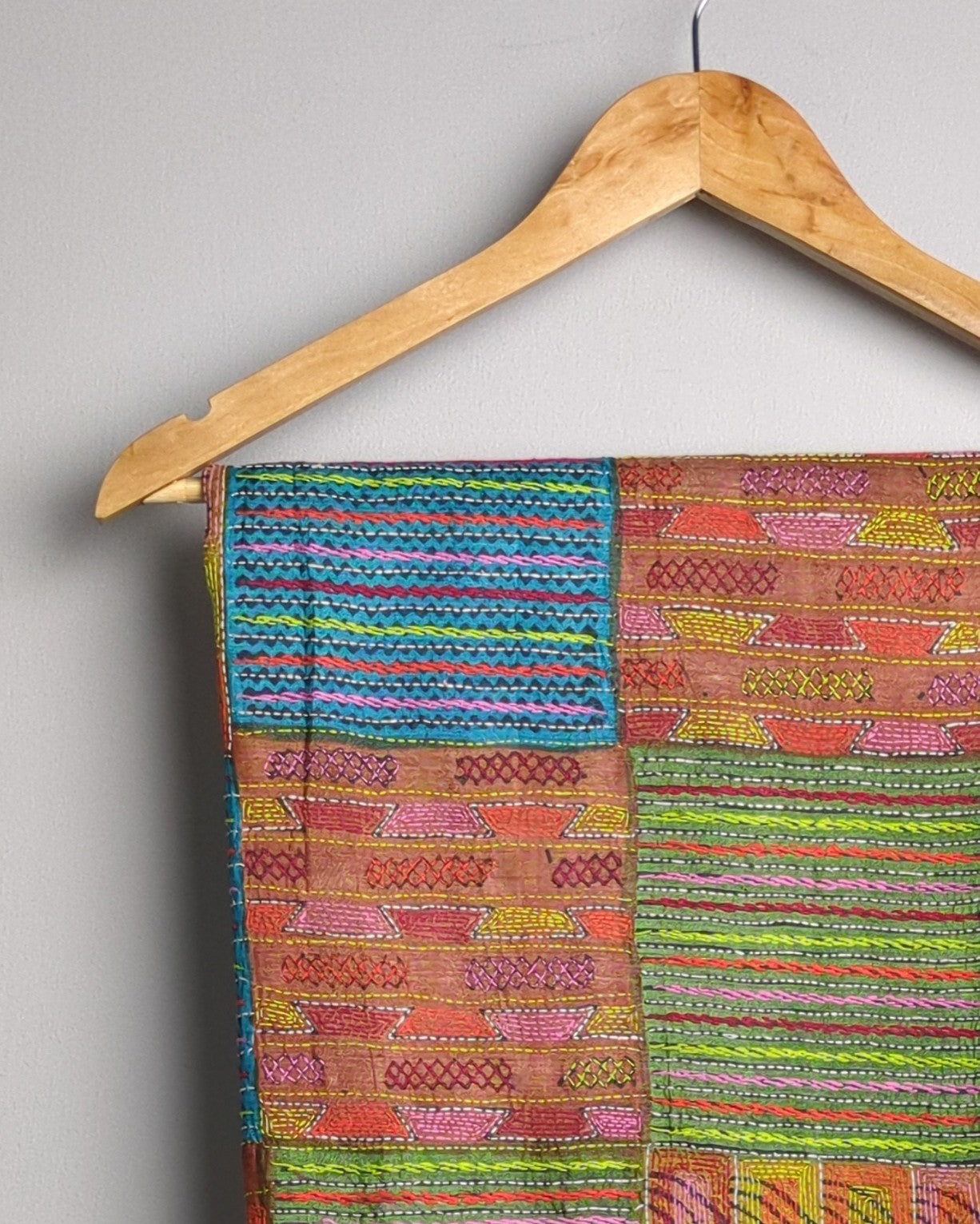 Blue Tussar Kantha Saree