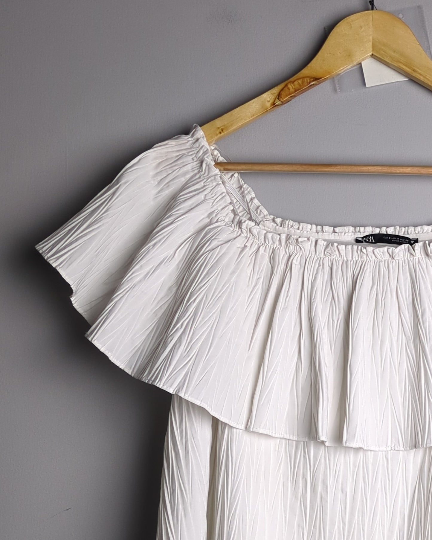Zara White Ruffle Top