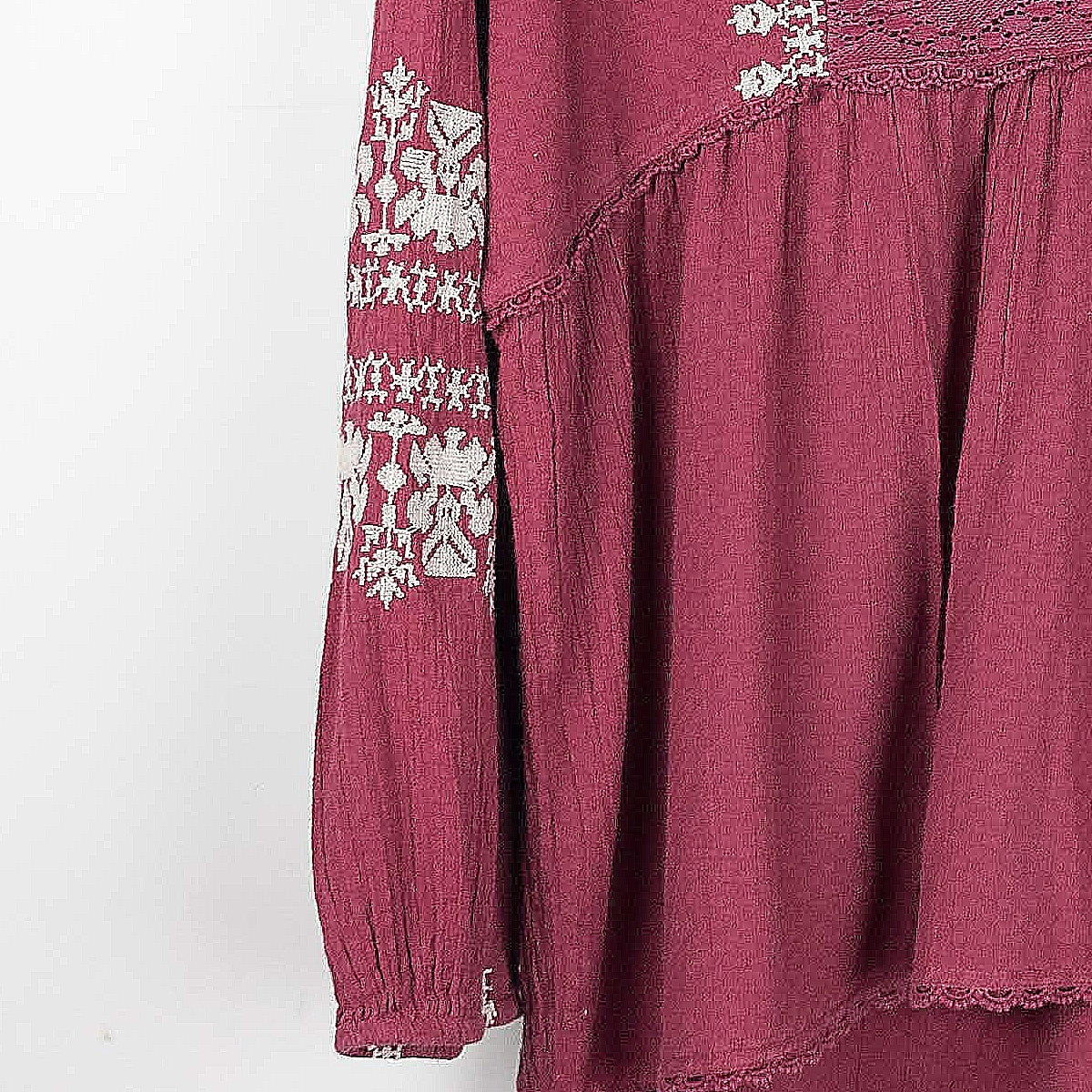 Embroidered Long Sleeve Blouse