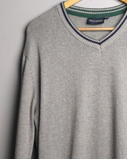 Wesport Gray V-Neck Sweater