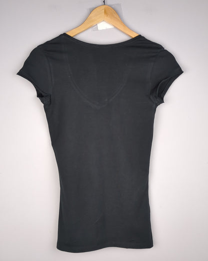 Zara Black V-Neck T-Shirt