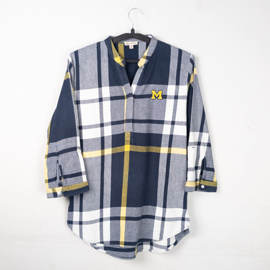 Plaid 3/4 Sleeve Blouse