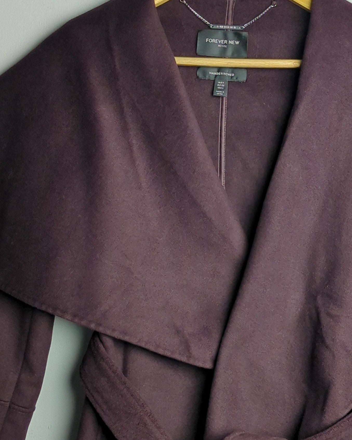 Forever New Wine Wrap Coat