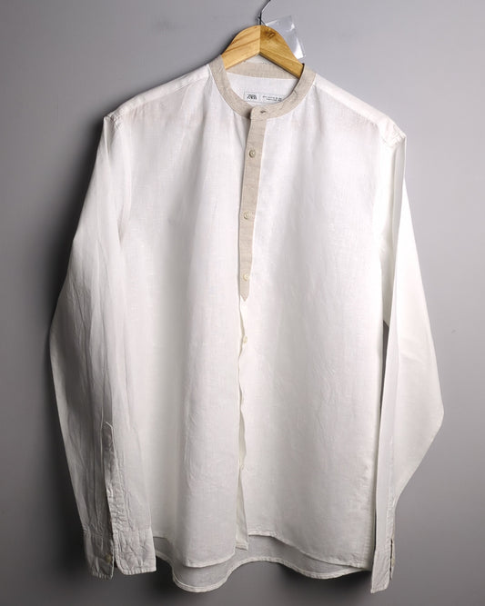 Zara White Mandarin Shirt