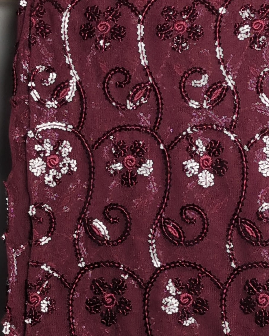 Wine Embroidered Saree