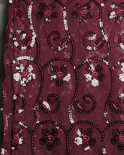 Wine Embroidered Saree
