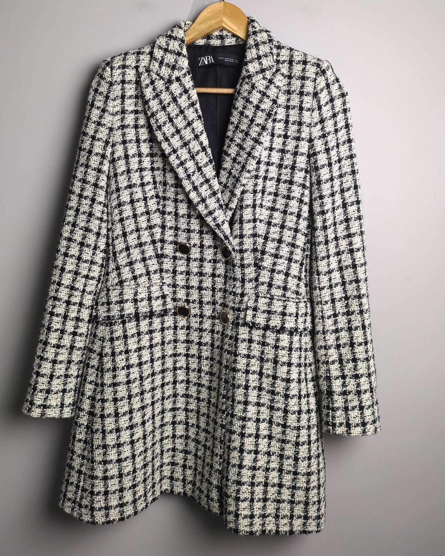 Zara White Tweed Blazer