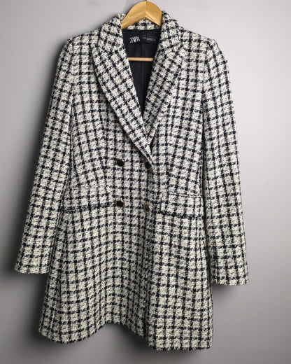 Zara White Tweed Blazer