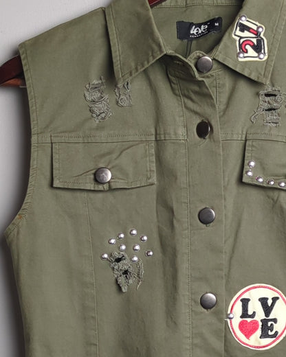 Green Denim Vest