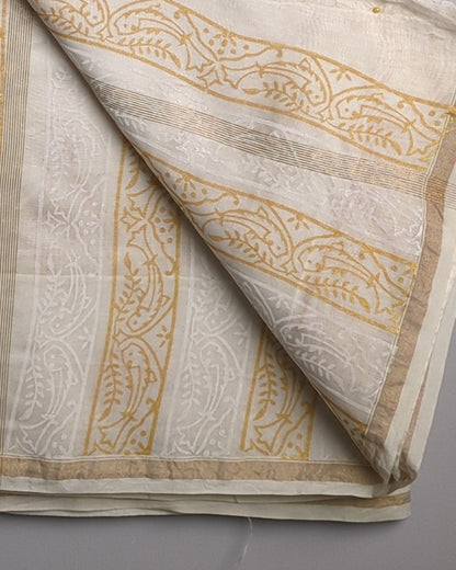 Beige Printed Saaree