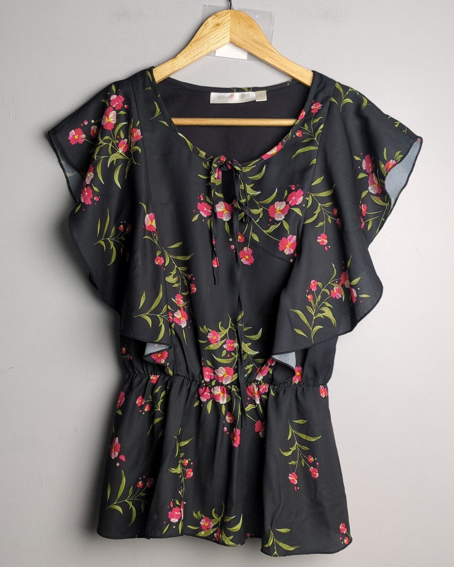 Stalkbuylove Black Floral Top