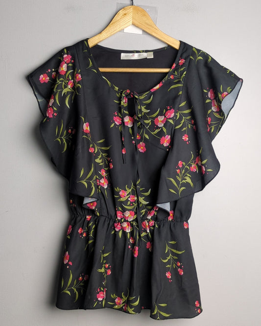 Stalkbuylove Black Floral Top