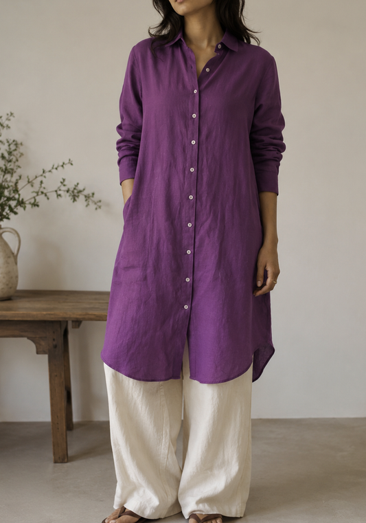 B Label Purple Linen Tunic