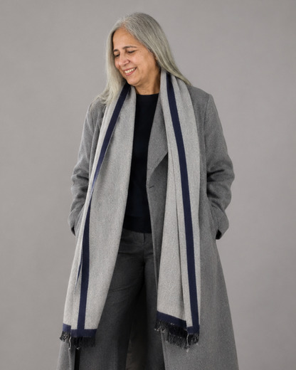 Grey Blue Striped Stole