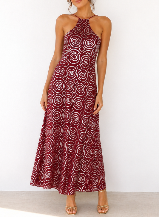 Malini Ramani Wine Sequin Dress