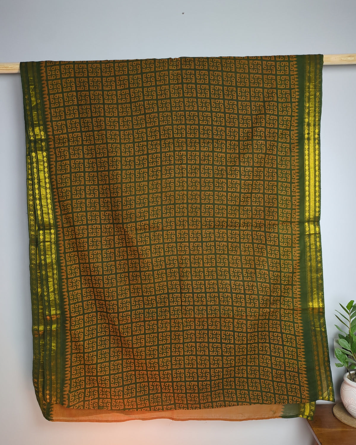 Green Printed Saree