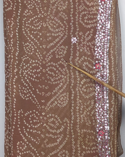 Brown Embellished Saree