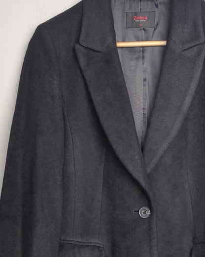 Zishen Black Woolen Coat
