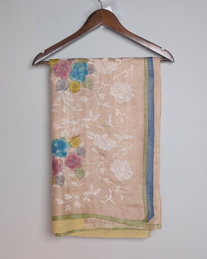 Beige Floral Saree