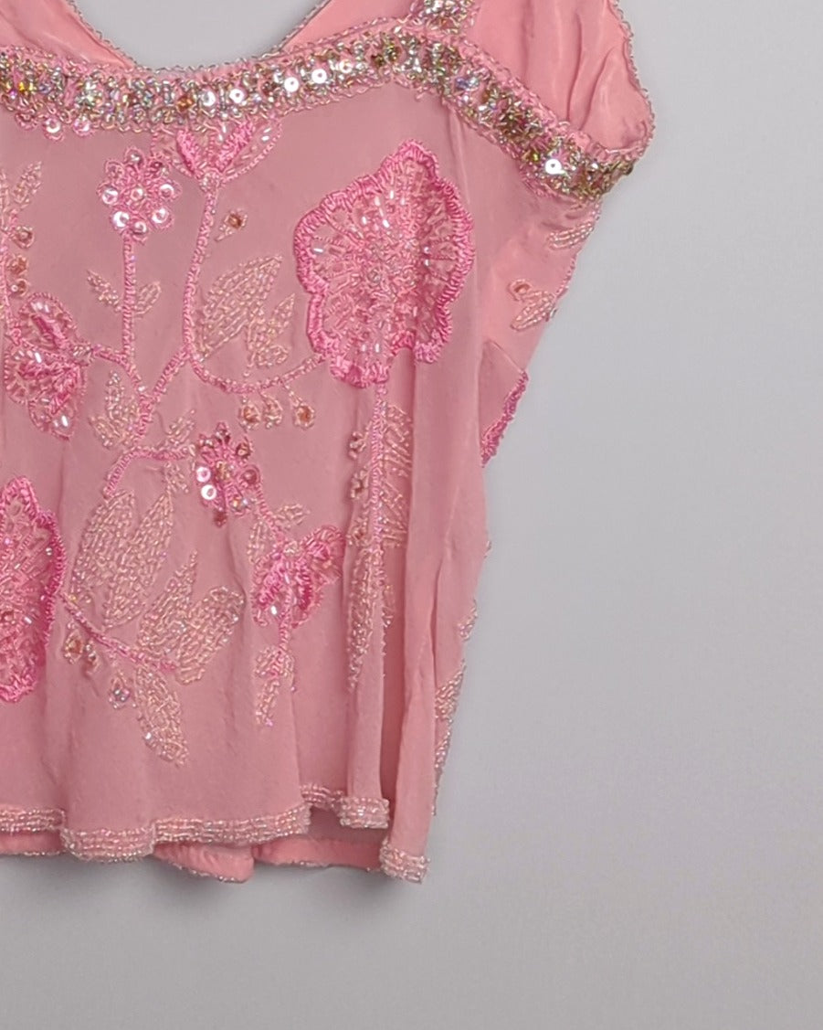 Pink Embellished Camisole Top