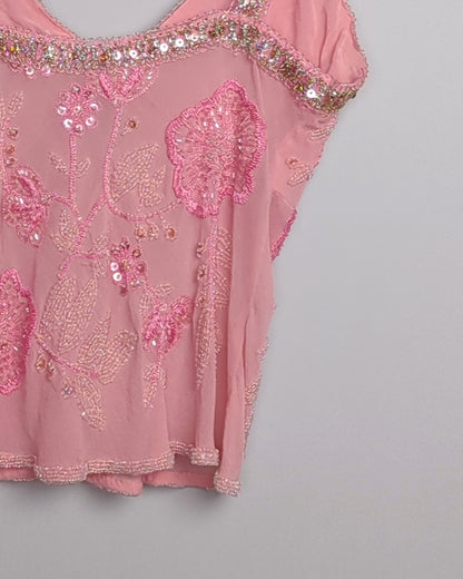 Pink Embellished Camisole Top