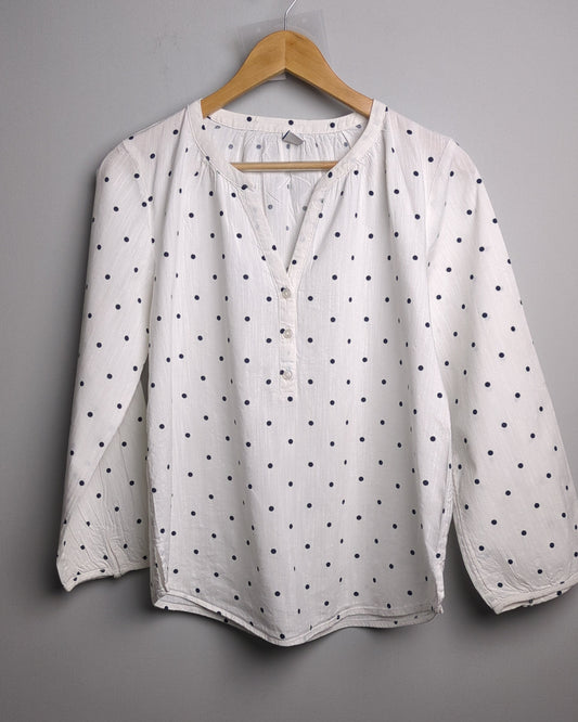 Old Navy White Polka Blouse