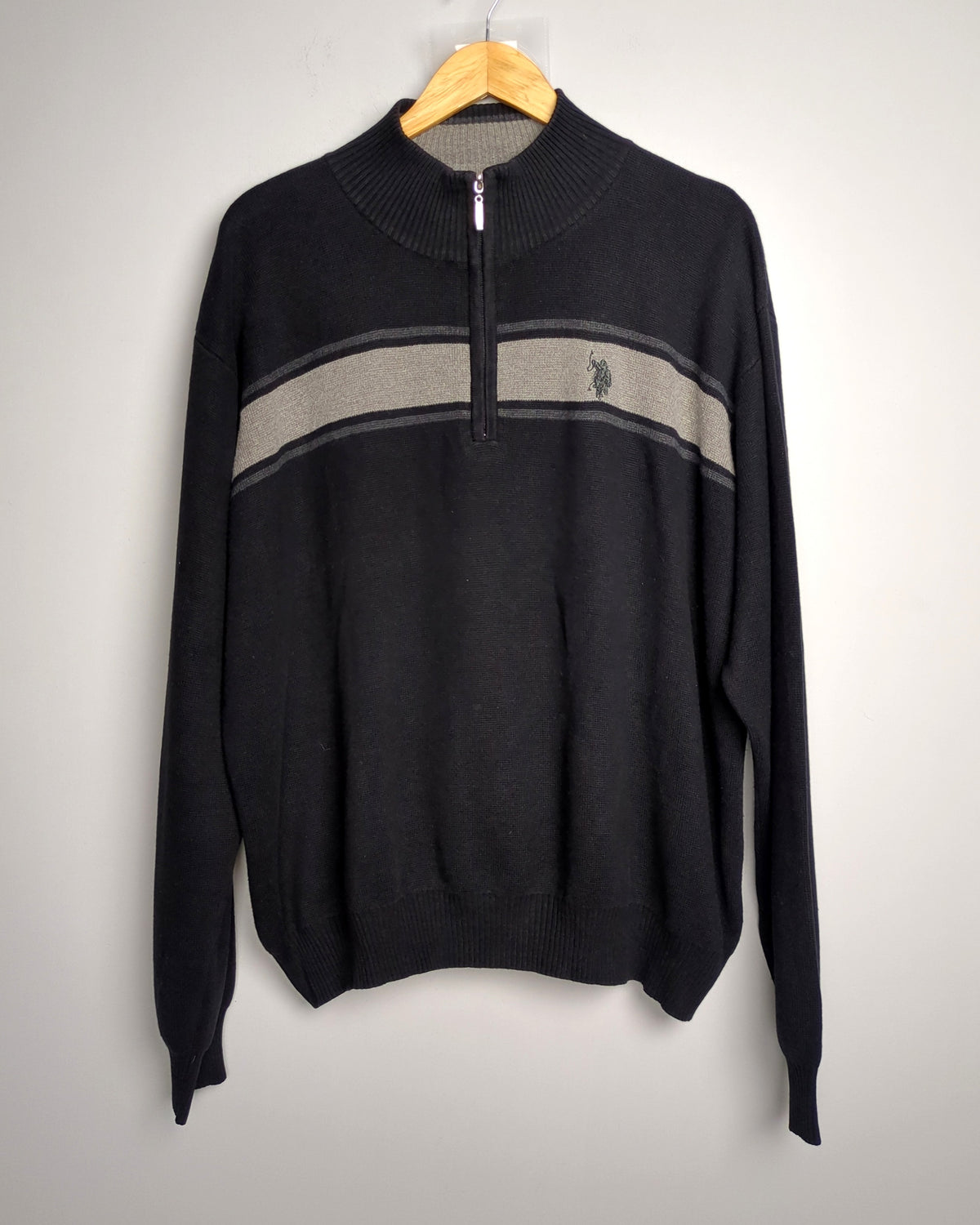Us Polo Assn Black Zip Sweater