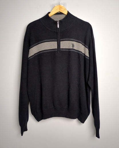 Us Polo Assn Black Zip Sweater