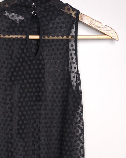Joyful Springsummer Black Sleeveless Blouse