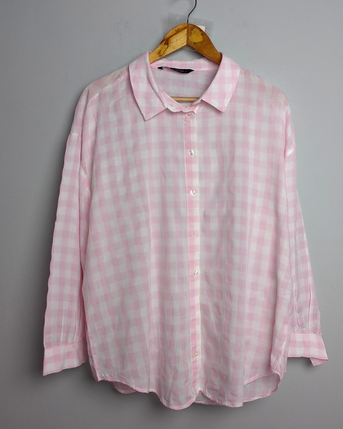 Zara Pink Checked Women'S Shirt