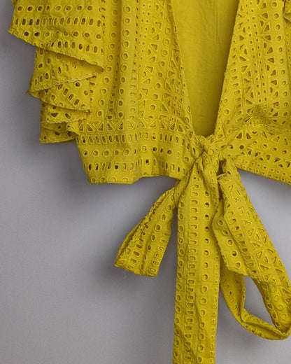 Green Eyelet Crop