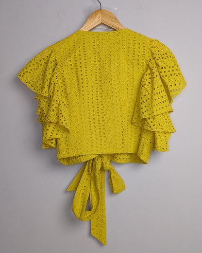 Green Eyelet Crop
