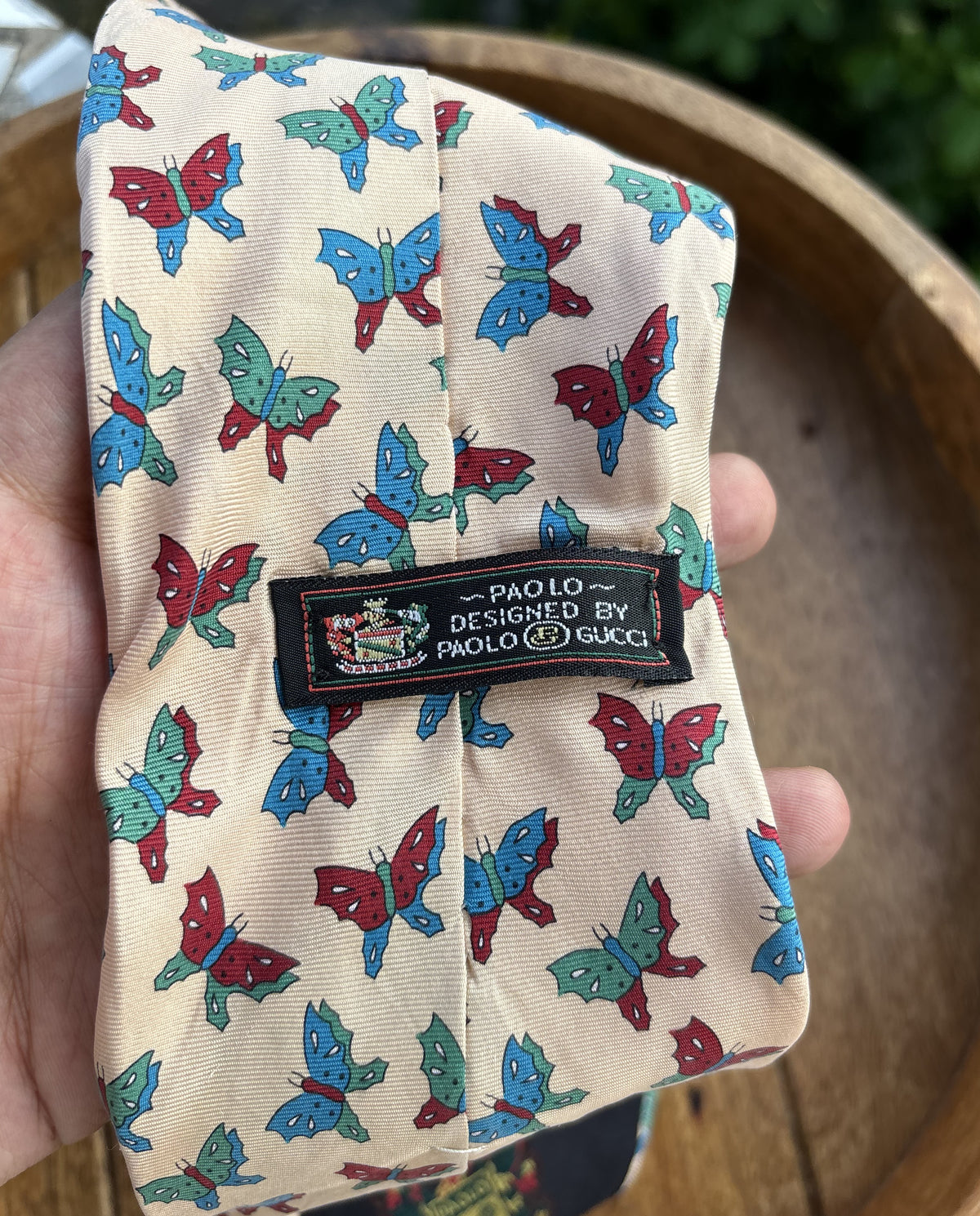 Paolo Gucci Beige Butterfly Necktie