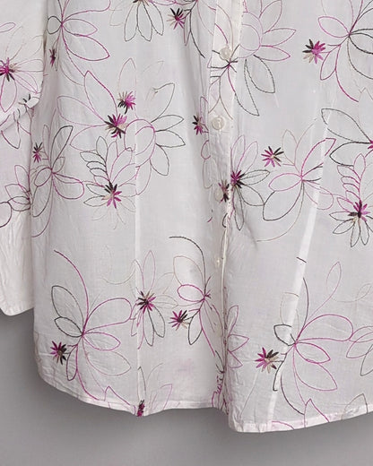 Jm Collection White Floral Shirt