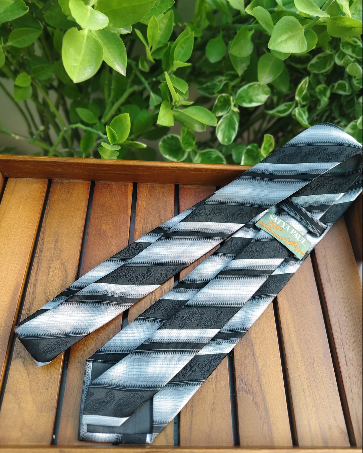 Satya Paul Gray Striped Necktie
