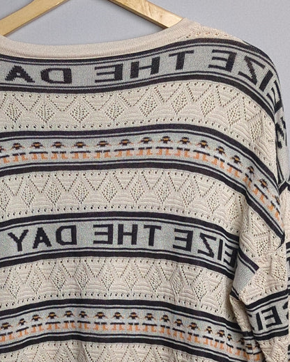 Beige Graphic Sweater