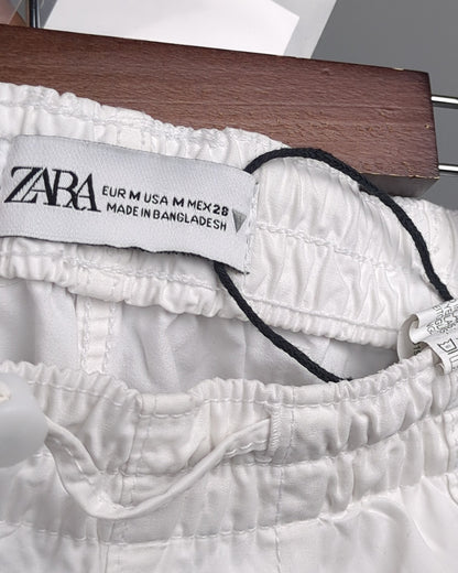 Zara White Casual Trousers