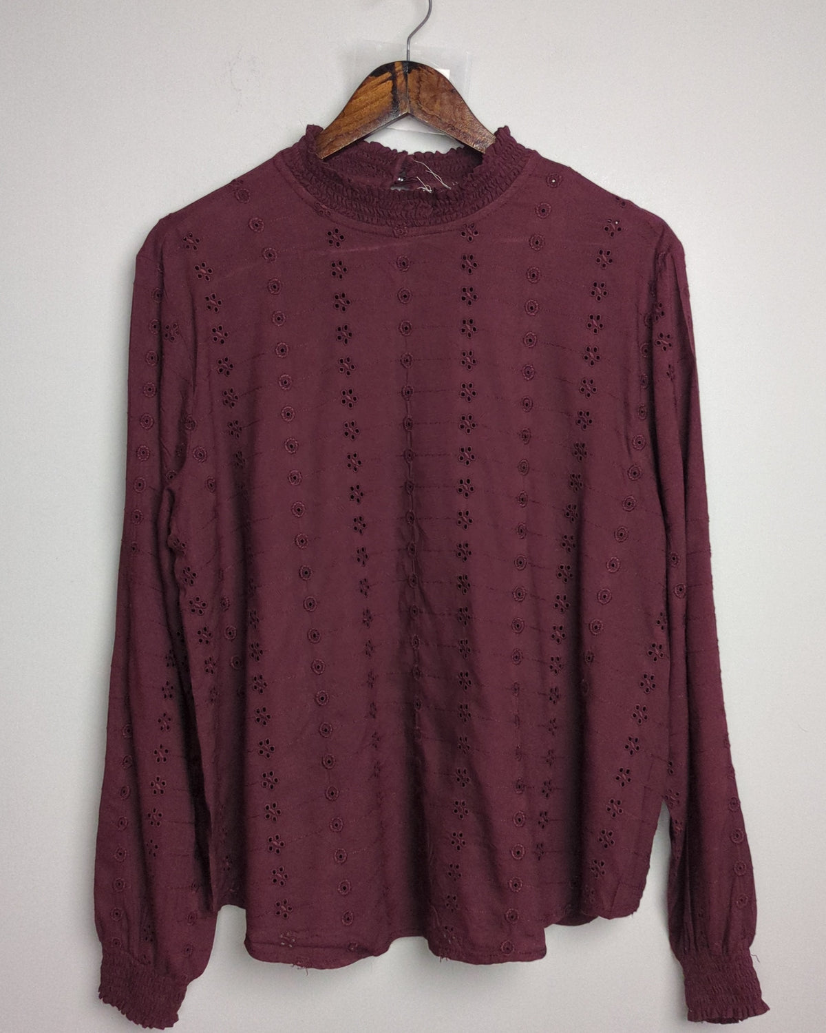 Wine Eyelet Blouse