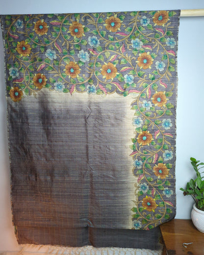 Beautiful Tussar Silk Striped Saree