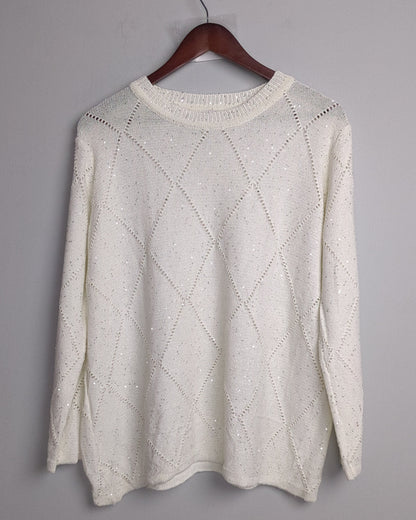 Qian Bai He White Knitted Sweater