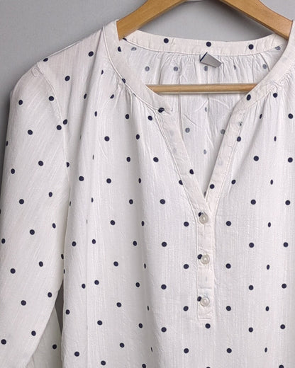 Old Navy White Polka Blouse