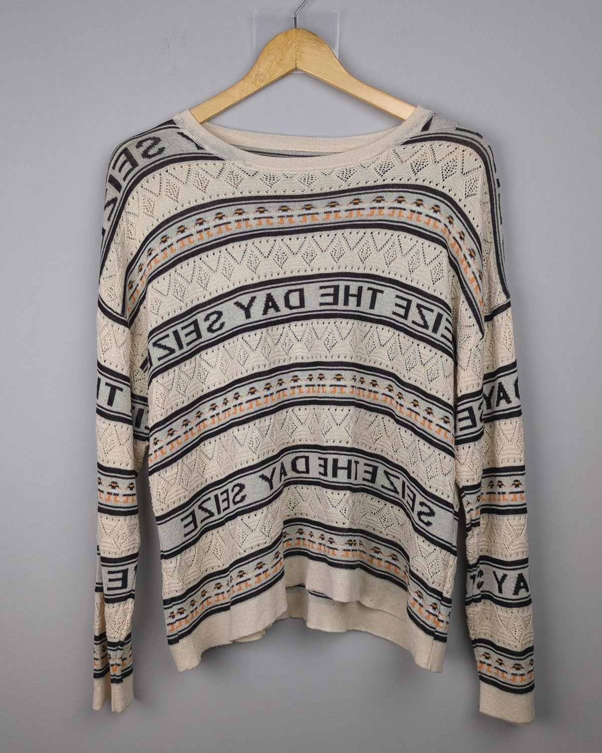 Beige Graphic Sweater