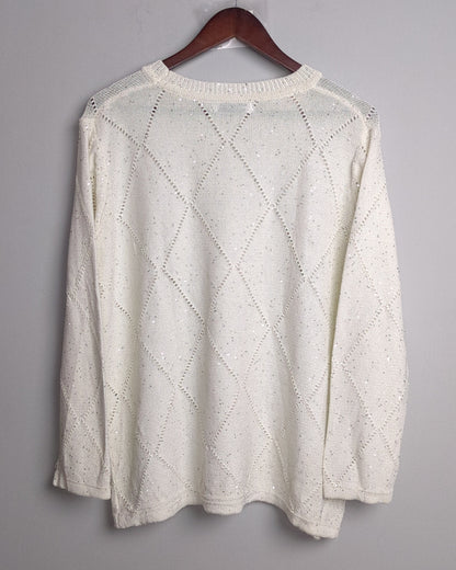Qian Bai He White Knitted Sweater