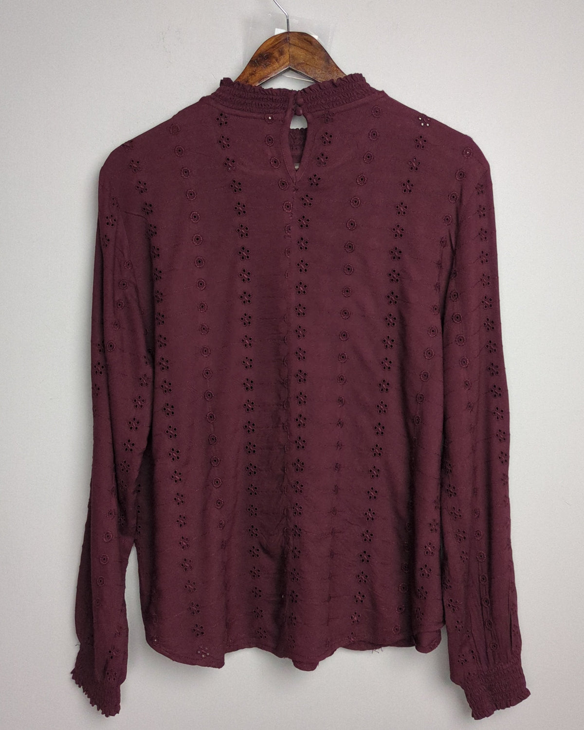 Wine Eyelet Blouse