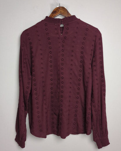 Wine Eyelet Blouse